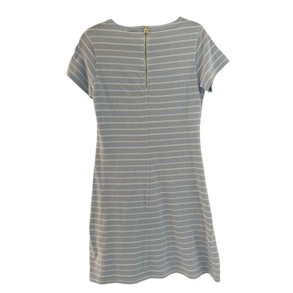 Sail To Sable Women's Short Sleeve Striped Crew Neck Mini Dress Blue Medium NWOT - Picture 4 of 7